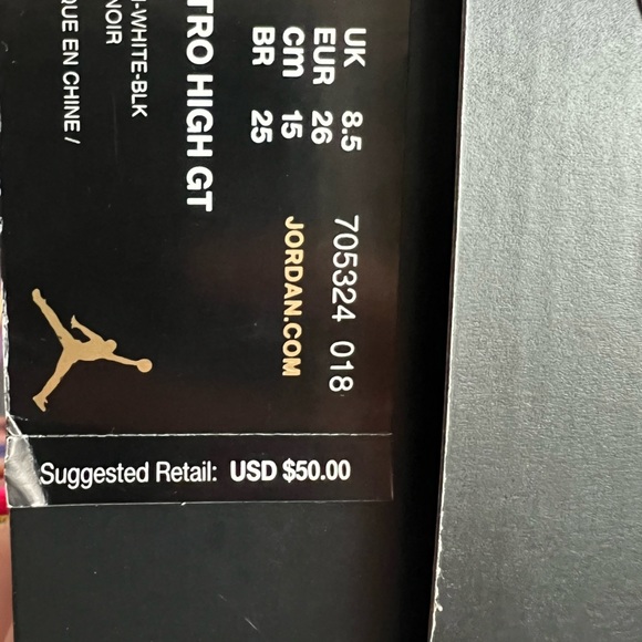 Retro unisex high-top Air Jordan, toddler size 9, grey mist/ fuchsia color. - Picture 4 of 8